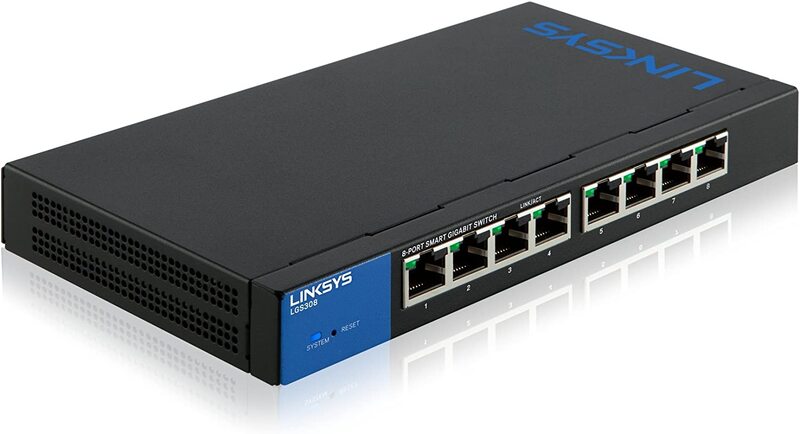 Linksys LGS308-UK Business 8 Port Desktop Gigabit Managed Smart Network Switch, Black