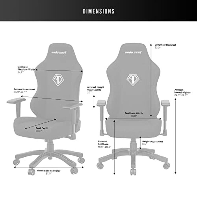 Anda Seat Phantom 3 Series Premium Gaming Chair with Neck Pillow and Lumbar Back Suppor Fabric, Black