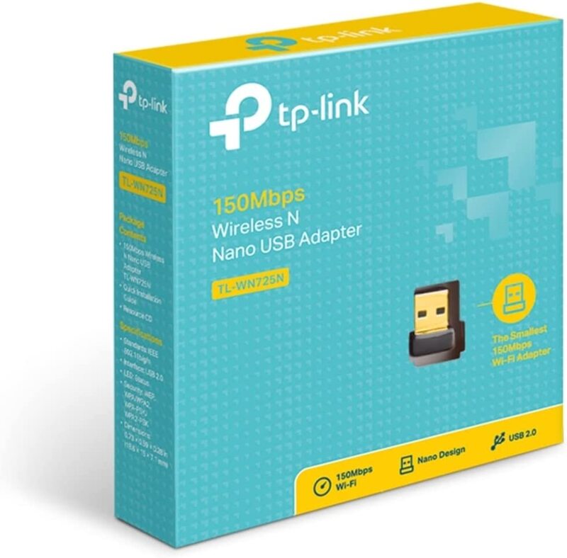 TP-Link N150 USB Wireless Network Adapter for Desktop, Tl-wn725n, Black/Gold
