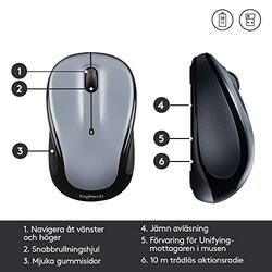 Logitech M325 Wireless Optical Mouse, 910-002334, Light Silver