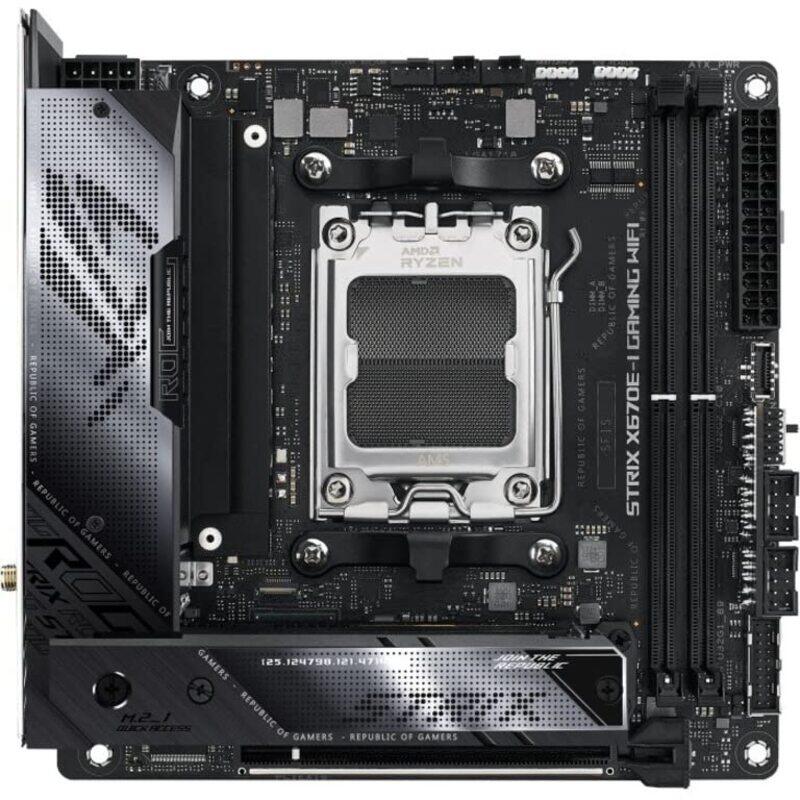 

Asus ROG Strix X670E-I Wi-Fi 6E Socket AM5 LGA-1718 Ryzen 7000 Mini-ITX Gaming Motherboard, Black