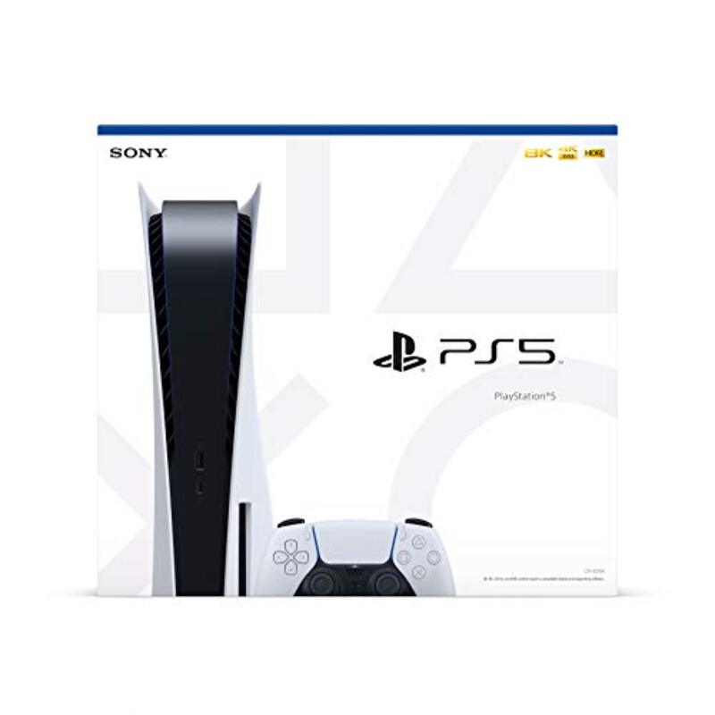 Sony Playstation 5 Console Standard Edition, International Version, with 1 Controllers, Black/White