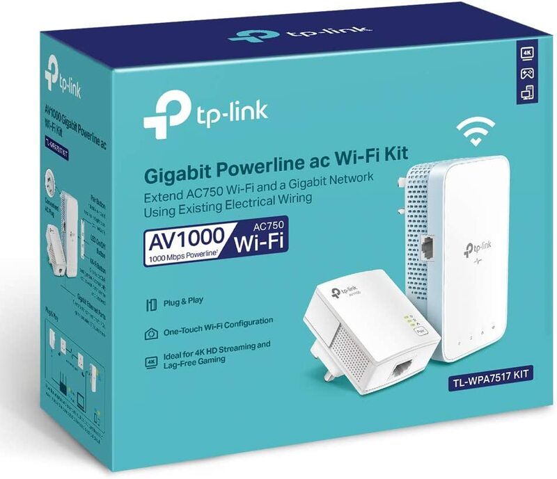 TP-Link TL-WPA7517 KIT AV1000 Gigabit Powerline AC Wi-Fi Extender, White
