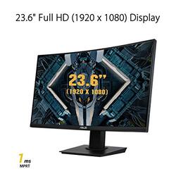 Asus 23.6 Inch TUF Full HD Gaming 1080P Curved Monitor, VG24VQE, Black