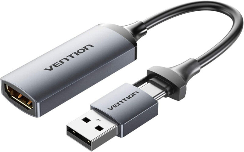 

Vention Video Capture Card, HDMI to USB A & USB C for Laptop/Tablet, Grey