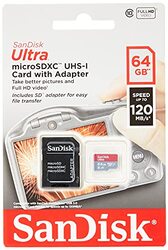 Sandisk 64 GB Ultra microSDXC Memory Card with Adapter