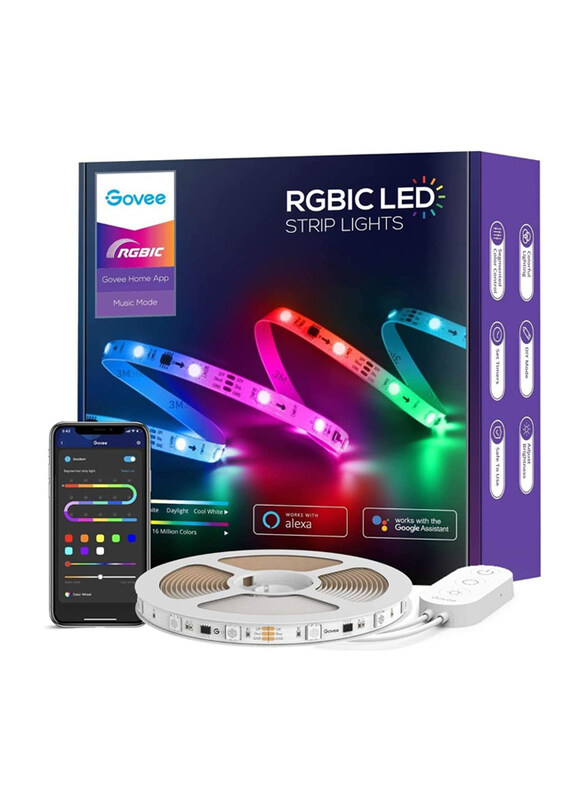 

Govee 5-Meter RGBIC Basic Wi-Fi + Bluetooth LED Strip Lights, Multicolour