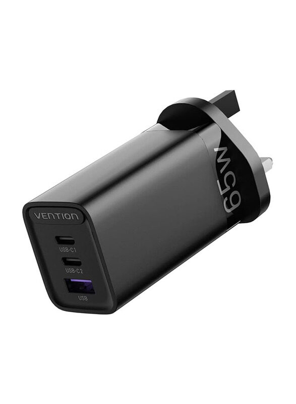 

Vention GaN 3 Ports 2 USB Type-C and USB A Wall Charger, Black