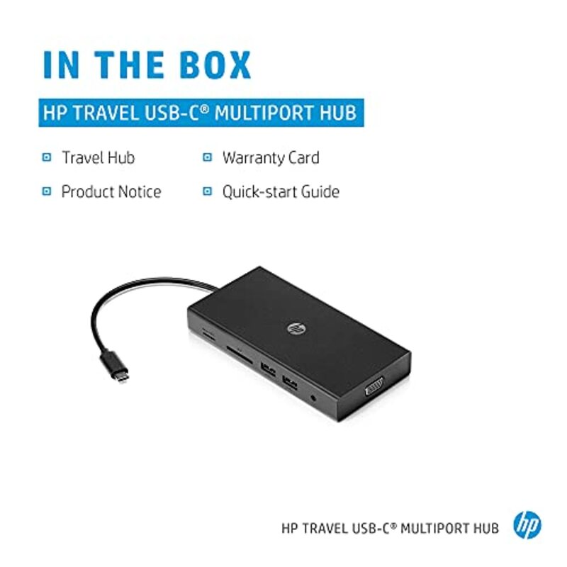 HP Travel USB-C Multi Port Hub, Black
