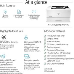 HP LaserJet Pro M404DW Laser Printer, W1A56A, White