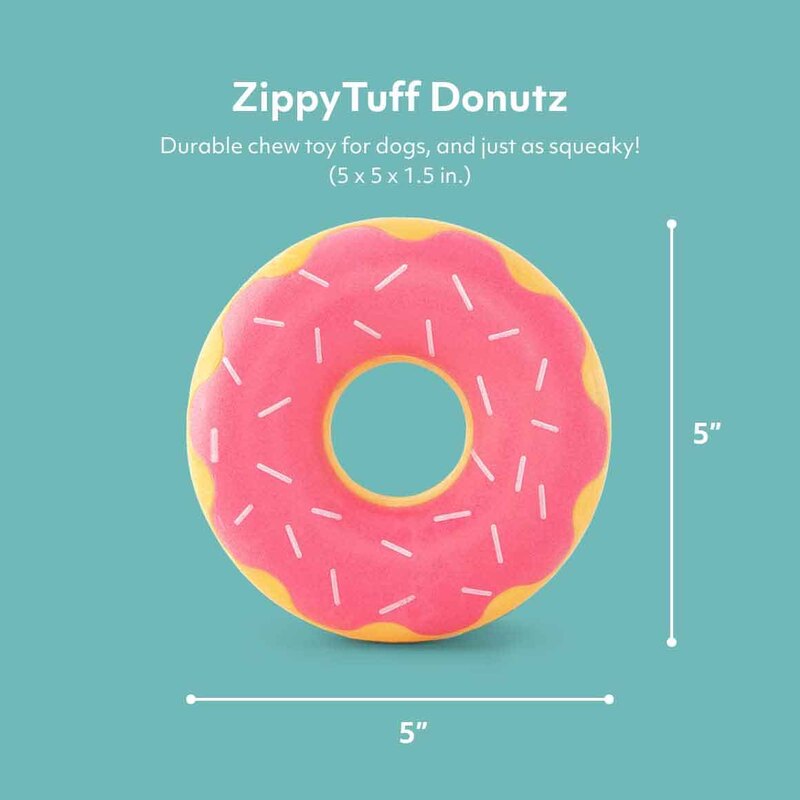 Zippy Paws Zippytuff Donut Shape Chew & Fetch Dog Toy, Pink/Yellow