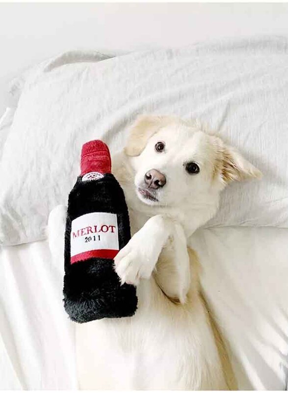 Zippy Paws Crusherz Red Wine Plush Dog Toy, Black/Red