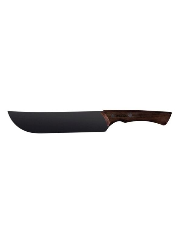 Tramontina 8-Inch Churrasco Meat Knife With Blackened Stainless Steel Blade And Wooden Handle, Black/Brown