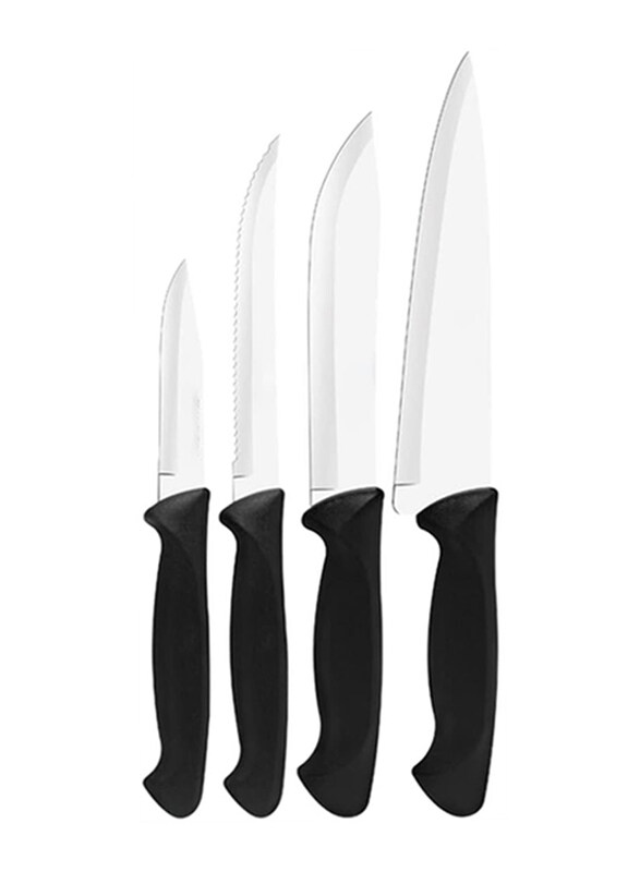 

Tramontina 4-Piece Stainless Steel Sharp Blade with Polypropylene Handle Kitchen Chef Cooking Knives Set, 23099042, Black