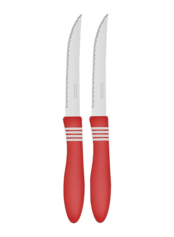 

Tramontina 2-Piece Core & Core Steak Knife with Stainless Steel Blade & Polypropylene Handle, 23466275, Silver/Red