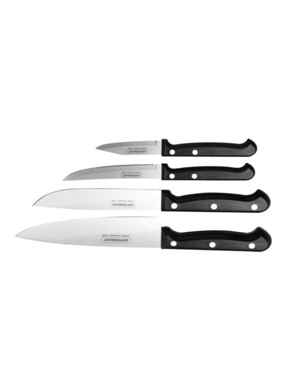 Tramontina 4-Piece Stainless Steel Knife Set, 380 x 20 x 160 mm, Black/Silver