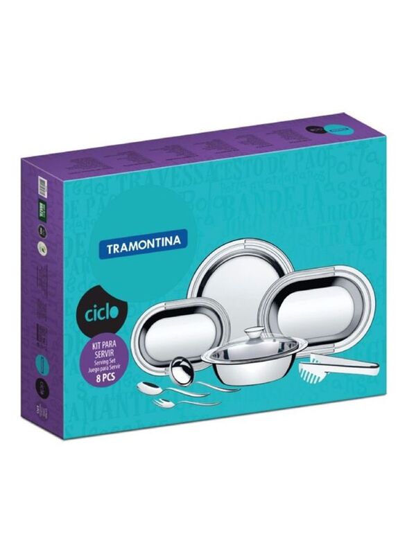 Tramontina 8-Piece 34cm Stainless Steel Serving Set, Silver