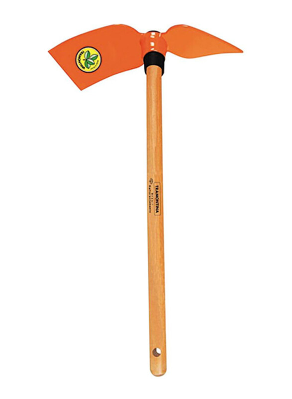 

Tramontina One-Prong Gardening Hoe with 60cm Wood Handle, Orange/Beige