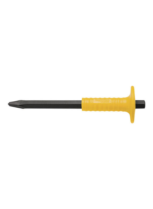 Tramontina 12 Inch Hexagonal Stone Pointed Chisel with Silicone Grip, Black/Yellow