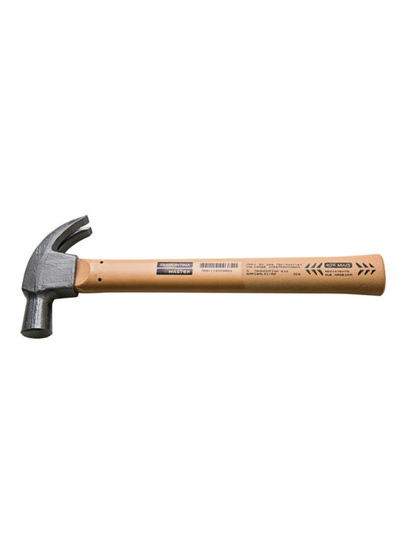 Tramontina 27mm Wooden Handle Claw Hammer, Brown/Grey