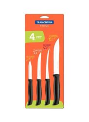 Tramontina 6-inch Stainless Steel Cutlery Knife Set, 4 Pieces, Silver/Black