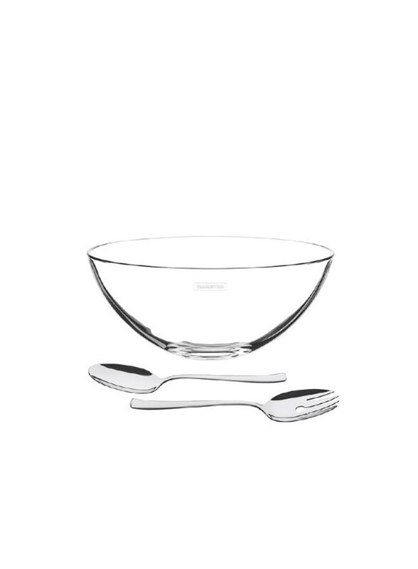 Tramontina 3-Piece Serving Lapidar Crystal Salad Servers Set, 2.9 Liter, 25cm, Clear