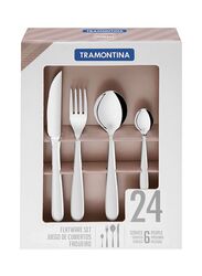 Tramontina 24cm Stainless Steel Angra Cutlery Set, 24 Pieces, Silver