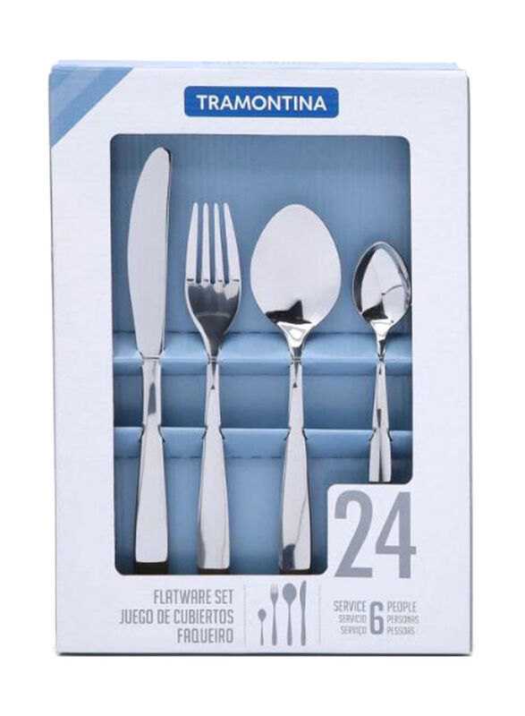 Tramontina 24-Piece Stainless Steel Flatware Set, Silver