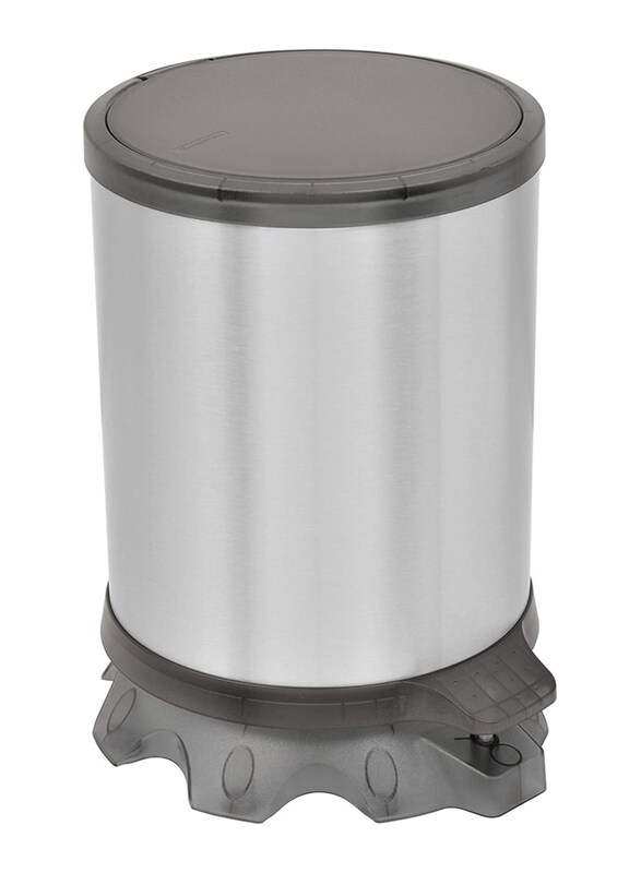

Tramontina Sofie Scotch Brite Finish Pedal Trash Bin, 5 Liter, Silver/Black