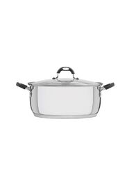 Tramontina 30cm Stainless Steel Round Casserole with Glass Lid, 8.9 Litre, 2 Pieces, Silver