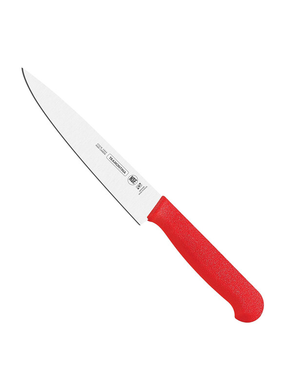 

Tramontina 10-inch Professional Stainless Steel Blade & Polypropylene Handle with Antimicrobial Protection Meat Knife, 24620070, Red