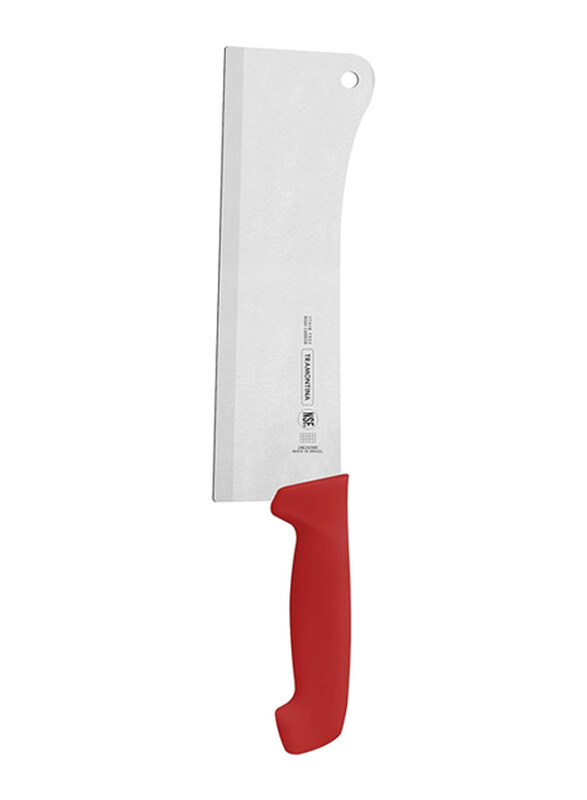 

Tramontina 8-inch Professional Master Stainless Steel Blade & Polypropylene Handle with Antimicrobial Protection Cleaver Knife, 24624078, Red