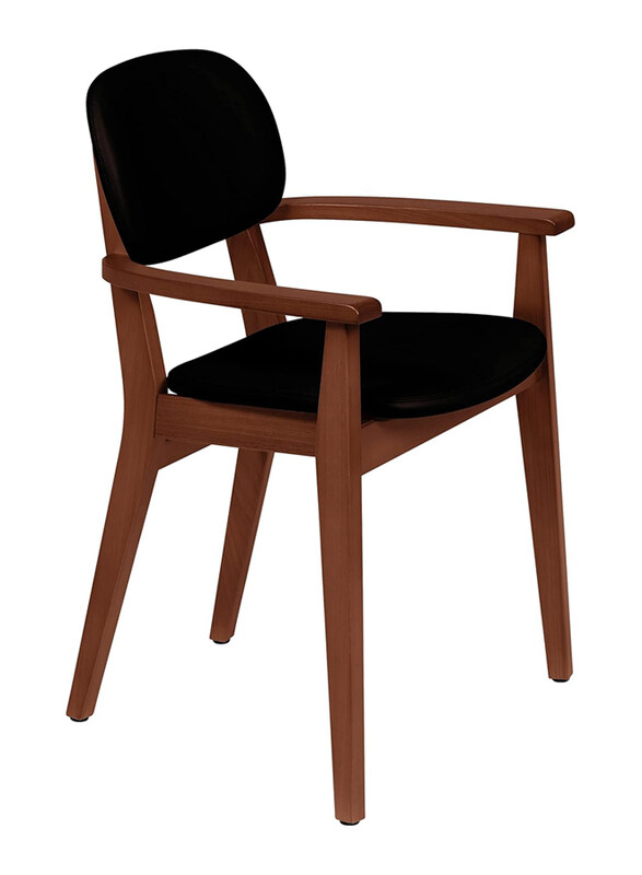 

Tramontina London Chair With Arms in Brazilian Tauari Wood With Upholstery, Almond/Black