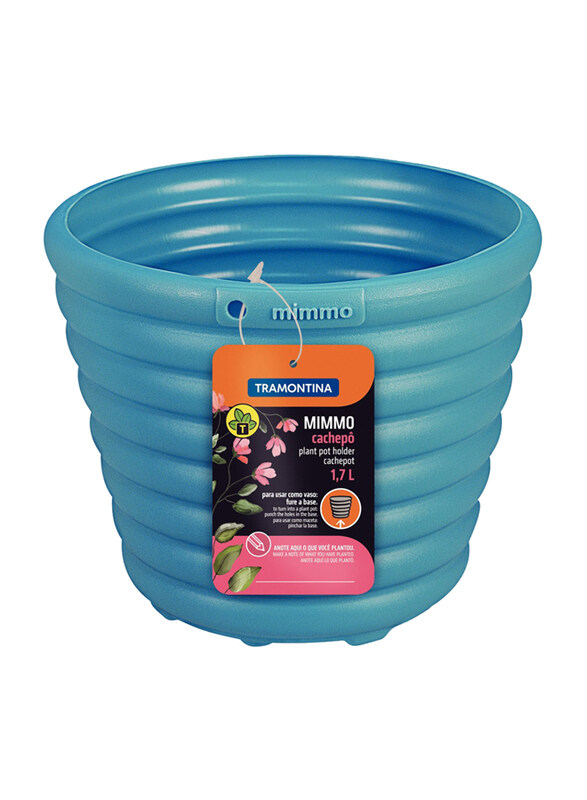 

Tramontina Mimmo Plastic Plant Pot Holder, 1.7 Liter, 78125152, Blue
