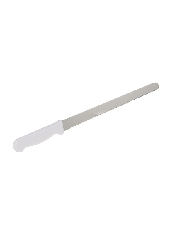

Tramontina 12-inch Professional Stainless Steel Blade & Polypropylene Handle with Antimicrobial Protection Serrated Slicer Knife, 24627082, White