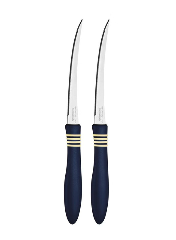 

Tramontina 2-Piece Core & Core Tomato Knives with Stainless Steel Blade & Polypropylene Handle, 23462235, Silver/Dark Blue