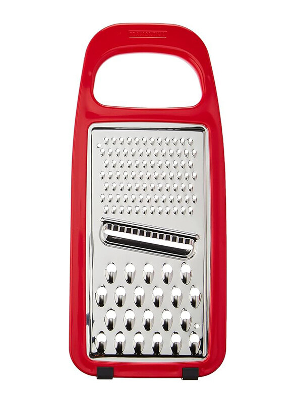 

Tramontina Utilita Stainless Steel Grater with ABS Handle & Red Rubber Holder, Silver/Red