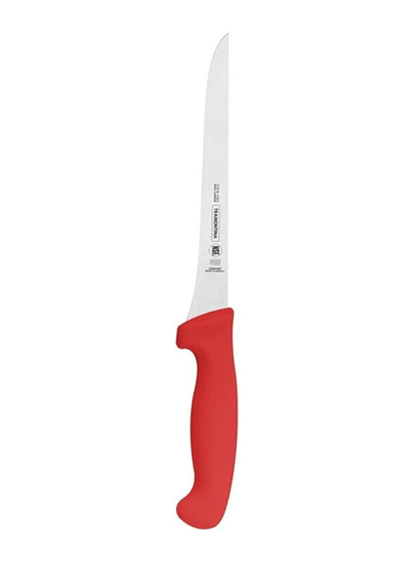 

Tramontina 7-inch Professional Boning Knife with Stainless Steel Blade and Polypropylene Handle with Antimicrobial Protection, 24421/080, Red/Silver