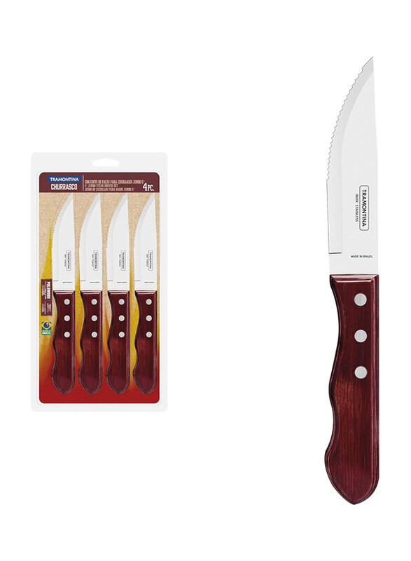 

Tramontina 4-Piece Jumbo Stainless Steel Professional Sharp Chef Knives Set with Plywood Handle, 21199731, Red