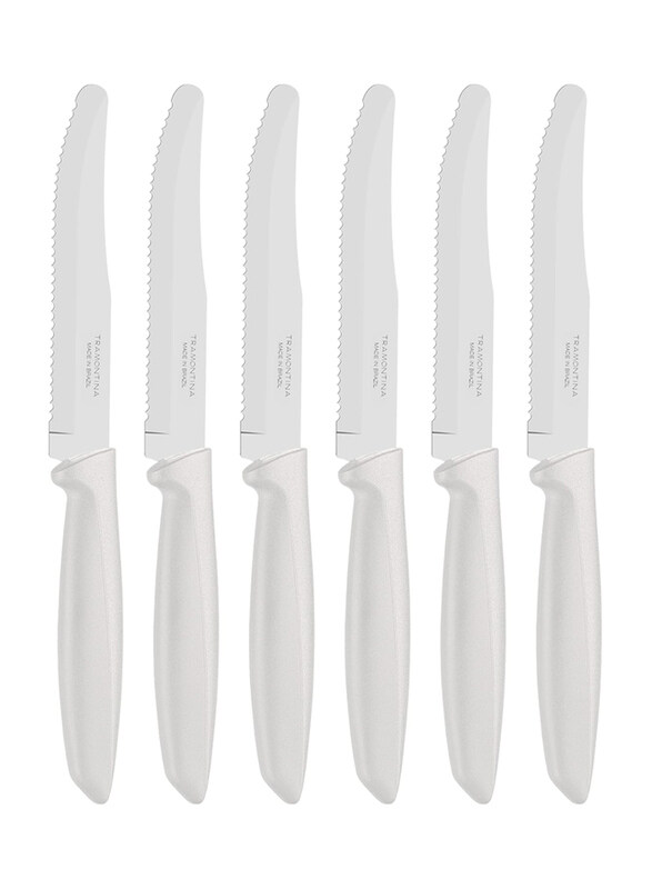 

Tramontina 6-Piece Stainless Steel Fruit Knife Set with Polypropylene Handles, 23498355, Silver/White