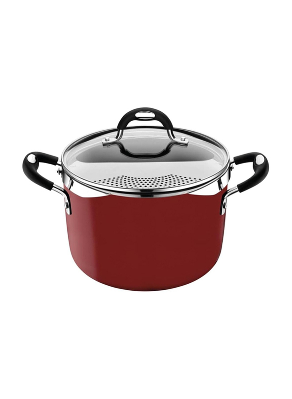 

Tramontina 22cm 5.4L Monaco Induction Aluminum Round Pasta Cooker, 28709722, Red