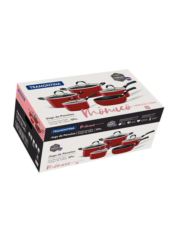 Tramontina 9-Piece Monaco Induction Aluminum Round Cookware Set, 28799702, Red