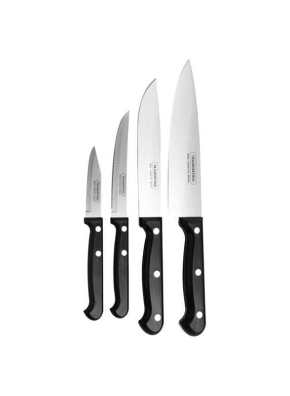 Tramontina 4-Piece Stainless Steel Knife Set, 380 x 20 x 160 mm, Black/Silver