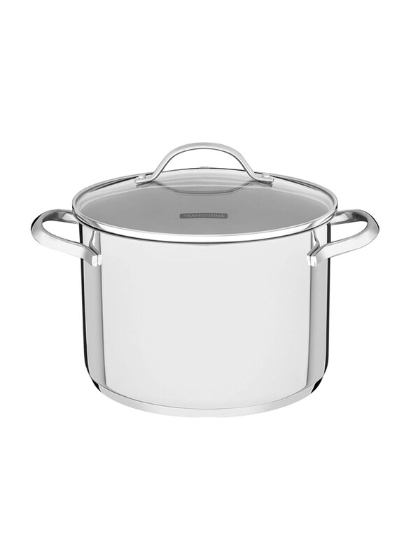 

Tramontina Una 24cm 7.7L Stainless Steel Round Stock Pot with Tri-Ply Bottom, 62285240, Silver