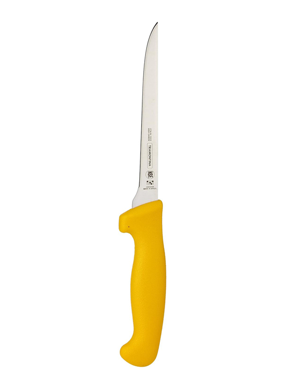 

Tramontina 6-inch Professional Boning Knife with Stainless Steel Blade and Polypropylene Handle with Antimicrobial Protection, 24603056, Yellow/Silver