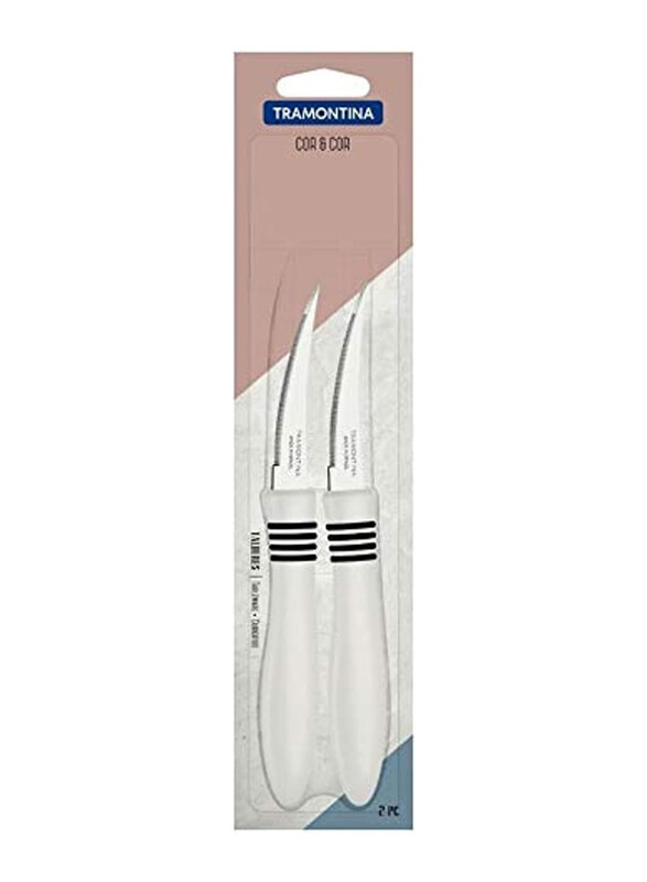 

Tramontina 2-Piece Core & Core Tomato Knives with Stainless Steel Blade & Polypropylene Handle, 23462283, Silver/White