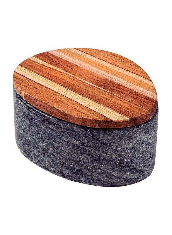

Tramontina 16x13cm Concreta Multiuse Stone Bowl with Wooden Lid, Brown/Grey
