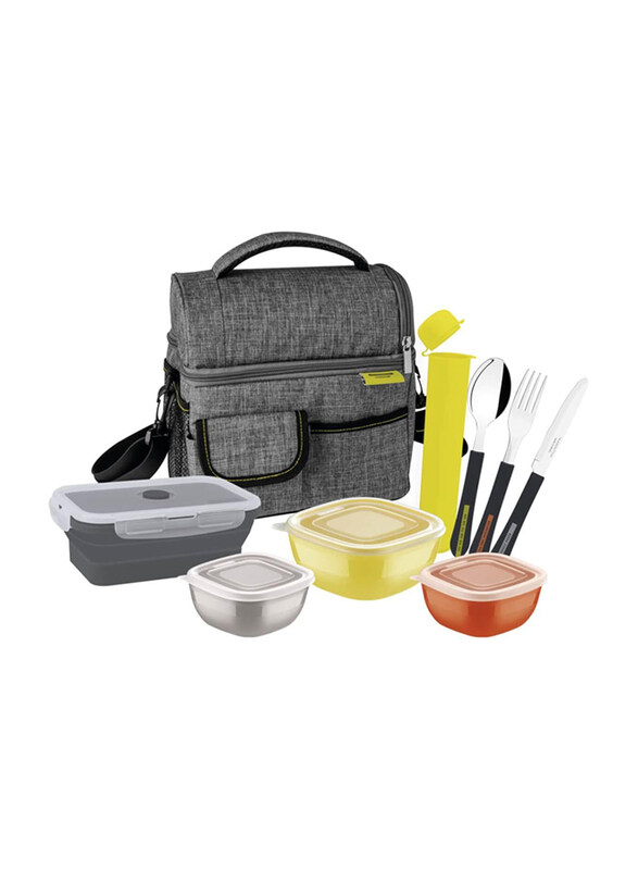 

Tramontina Thermal Lunch Bag Accessories Included in Box, 9 Pieces, Grey/Clear