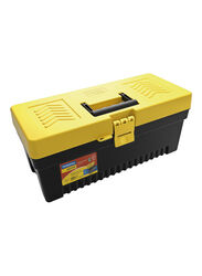 Tramontina 17 Inch Plastic Tool Storage Box, Yellow/Black