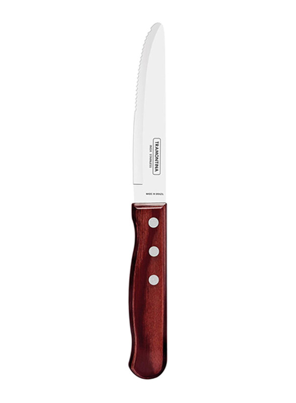 

Tramontina 5-Inch Jumbo Steak Knife with Stainless Steel Blade and Treated Dishwasher Safe Polywood Handle, 21115075, Red